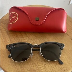 Ray-Ban Black and Silver Sunglasses with Red Case